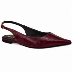 SlingBack Sapatilha Bico Fino com Fivela Verniz Texturizado Confortável Fashion 4130