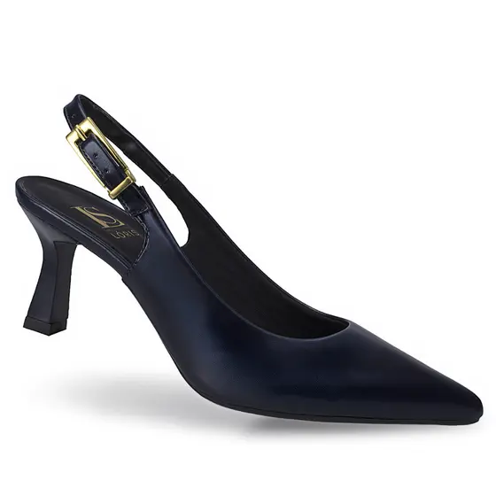 Scarpin Feminino Slingback Salto Fino Médio Com Fivela No Cabedal Elegante E Social 028