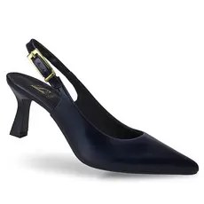 Scarpin Feminino Slingback Salto Fino Médio Com Fivela No Cabedal Elegante E Social 028