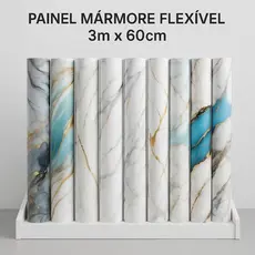 Painel Placa Flexível Efeito Mármore 3m x 60cm ao Madeira fosco 2.8m x 60cm Revestimento de Parede Sala Cozinha Lavabo