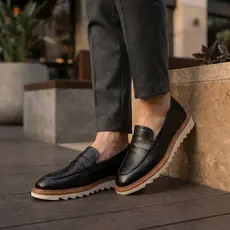 Mocassim Masculino Loafer 5400-GG Social Casual com Sola Tratorada Alta e Confortável Antiderrapante