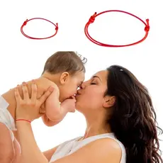 Kit 2 Pulseiras Vermelhas Mamãe Bebê Xô Quebranto,Olho Gordo, Mau Olhado Ajustável
