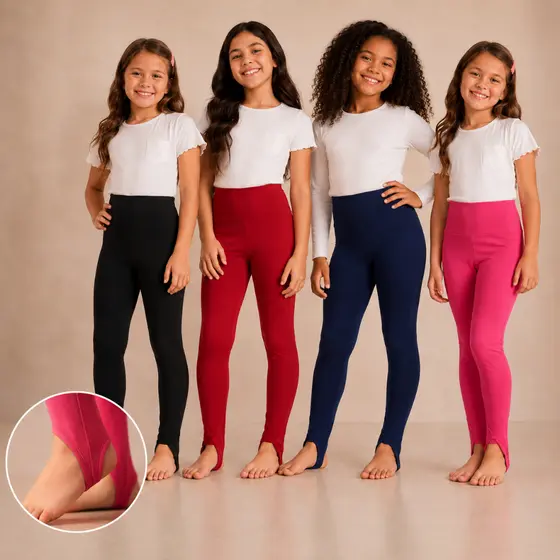 Calça Legging Pezinho Infantil Bailarina Ballet Cintura Alta Menina Elástica Confortável Diversas Cores