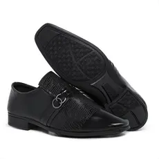 Sapato Social Masculino Preto Verniz Bico Quadrado