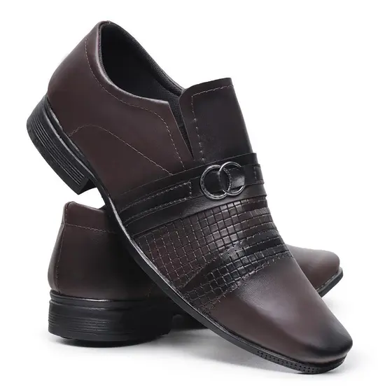Sapato Masculino Social Couro Sintético Café