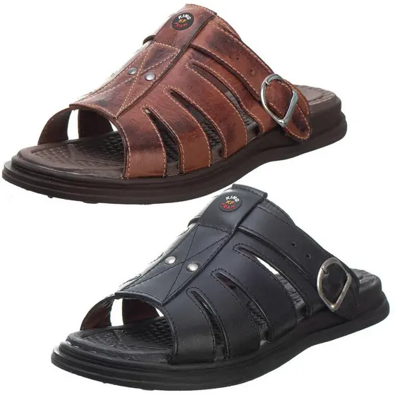 Kit 2 Pares Sandália Chinelo Masculino Couro Legítimo Anti Stress Anatômico Ortopédico