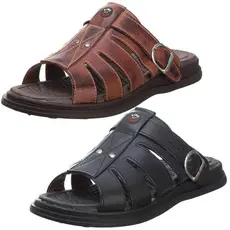 Kit 2 Pares Sandália Chinelo Masculino Couro Legítimo Anti Stress Anatômico Ortopédico