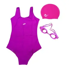 Kit Maiô 4 a 16 anos + Touca De Silicone + Óculos De Natação - SETE TRI
