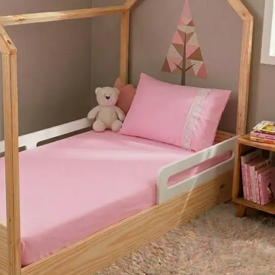 Jogo Lençol 2 Peças Mini Cama Infantil 150x70cm Montessoriana Fronha detalhe de Grippir
