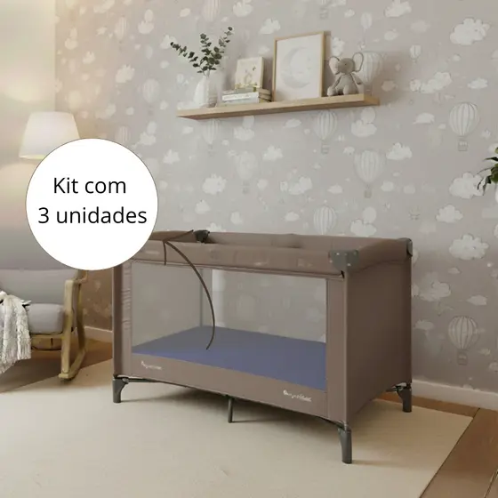 Kit de 3 Lençol Cercado De Bebê Chiqueirinho com elástico Percal 400 fios