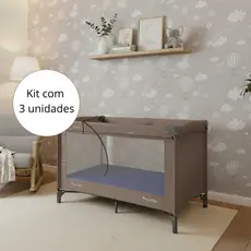 Kit de 3 Lençol Cercado De Bebê Chiqueirinho com elástico Percal 400 fios berço portátil