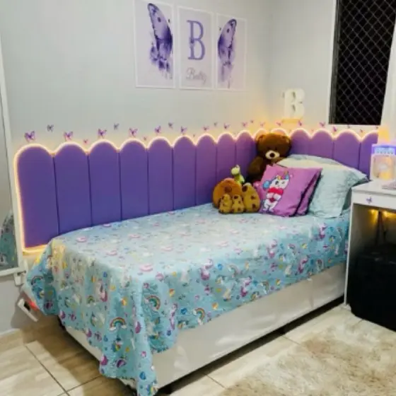 Cabeceira e lateral NUVEM estofado para cama solteiro- kit com 15 unds