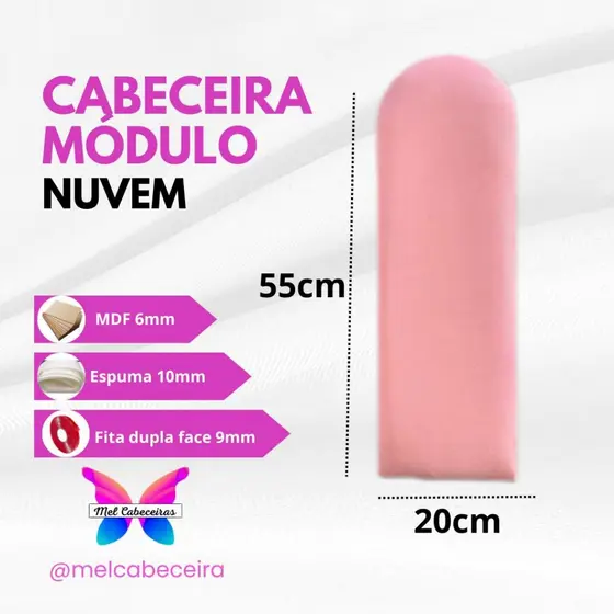 Cabeceira Kit 5 até 15 unidades- placas estofadas 20x55cm cada modelo nuvem