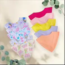 kit 5 Babador bandana Americana Bebê Menina Estampado e liso