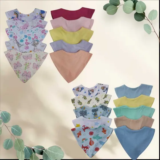 Kit C/10 Babador Bandana de Bebê 100% Algodão americano Louise store - Sortidas