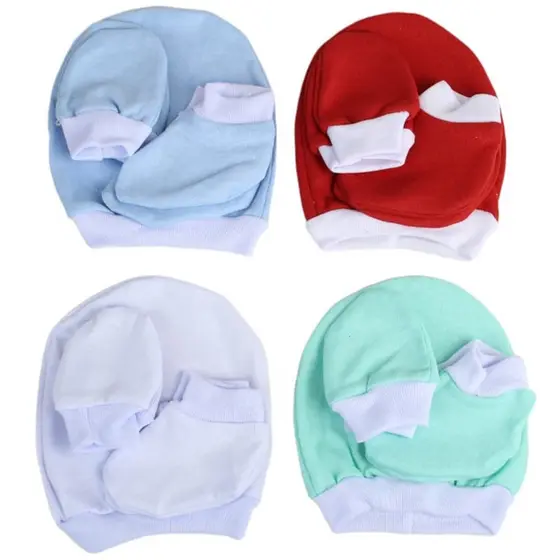 Kit recém nascido Touca + Par de Luvas + Par de Sapatinho meia bebê 100% Algodão Antialérgica