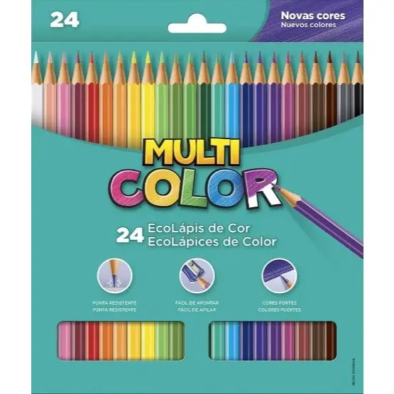 Lapis de cor 24/12 cores Multicolor sextavado -  - Para uso escolar, desenhos em geral