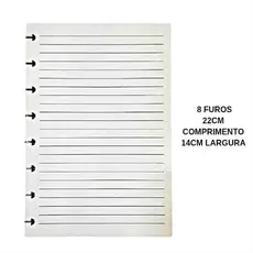Refil Pautado 8 Furos 22x14cm | Folhas para Caderno Inteligente | Papel Branco de Alta Qualidade 80 folhas
