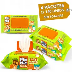 560 Lenço Umedecido Premium 4 Pacotes Pic Nic Toalha Recém Nascido Bebe Adulto Lencinho toalhinha