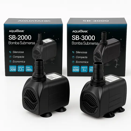 Bomba Aquario Submersa para Recalque Fonte Agua Lago Chafariz 3000L/H e 2000 L/H Aquatank