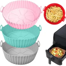 Forma de Silicone Air Fryer Fritadeira Forno Utensilio Cozinha Com Alça vai no Micro ondas