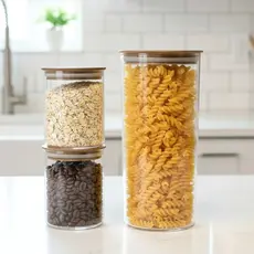 Kit 3 Potes de Acrílico Cristal Premium Redondo Hermético Tampa Porta Alimento Mantimento