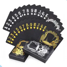 Jogo De Cartas Baralho Cartão Black e Ouro 24k Caveira Para Jogos Truco Poker e Tabuleiro à Prova D'Água