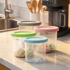 Recipientes Sorvete Potes Armazenamento Para Ninja Maquina 4pcs Sorveteira Gelato Pote