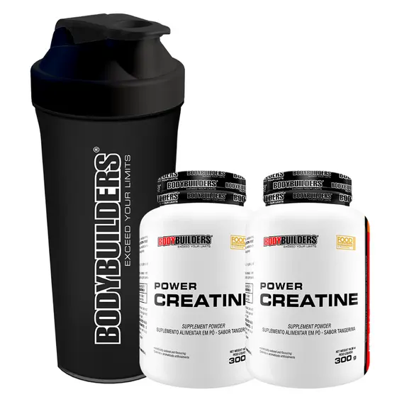 Kit 2x Creatina 300g + Coqueteleira - 600ml - Bodybuilders