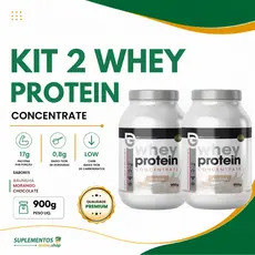 Kit 2 Whey Protein Concentrado 900g DG Labs Alta Proteína.