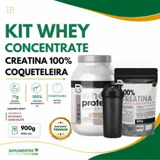 Kit Whey Protein 900g Creatina 600g e Coqueteleira DG Labs