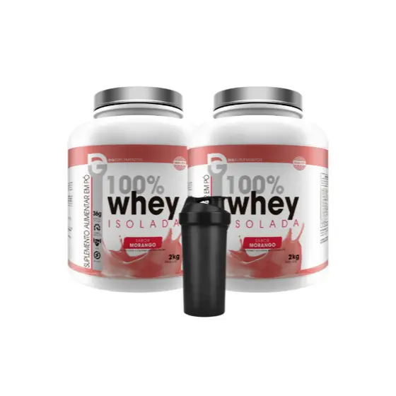 Kit 2x 100% Whey Isolada 2kg + Coqueteleira - Dg Labs