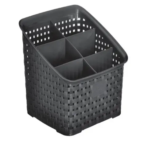 Organizador Rattan 6 Divisórias Preto