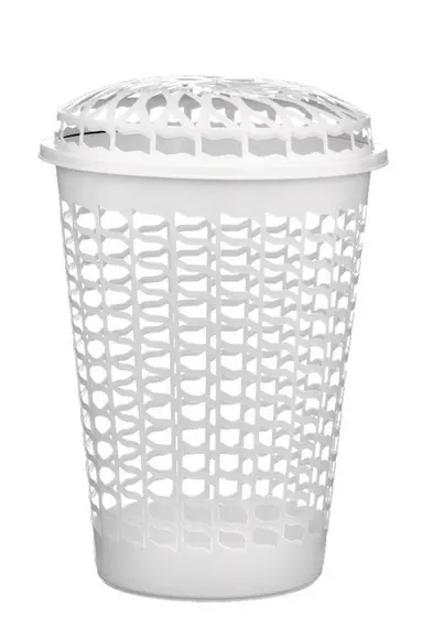 CESTO TELADO C/ TAMPA 30L BRANCO - 39 X 44 CM