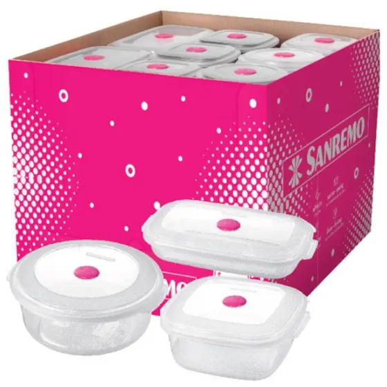 KIT POTES VAC FREEZER 128 PCS - 480 + 530 + 650 ML TRANSP - CAIXA C/ 128 PEÇAS
