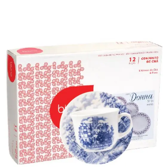DONNA PLUS CENA INGLESA CJ XICARA CHA C/ PIRES 12 PCS