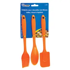 SILICONE - ESPATULA 22CM + COLHER 20CM + PINCEL 21CM