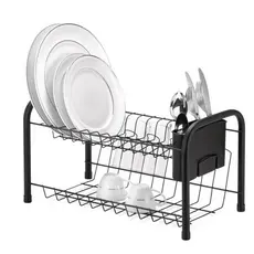 BLACK - ESCORREDOR DUPLO C/ PORTA TALHER / COPO P/ 12 PRATOS