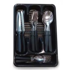 COLOR PRETO - FAQUEIRO 25 PCS  C/ PORTA TALHER