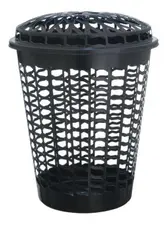 CESTO TELADO C/ TAMPA 30L PRETO - 39 X 44 CM