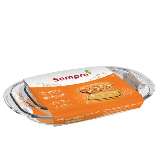 SEMPRE CJ ASSADEIRA RETANG C/ 02 PCS - 1,8L / 3L