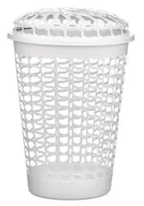 CESTO TELADO C/ TAMPA 56L BRANCO - 44 X 64 CM