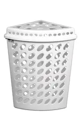 CESTO TELADO TRIANGULAR C/ TAMPA 43,7L BRANCO