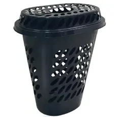 Cesto Oval 60 L Preto Com Tampa