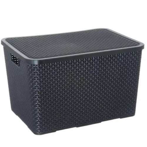 CAIXA ORGANIZADORA COM TAMPA RATTAN 20L PRETO