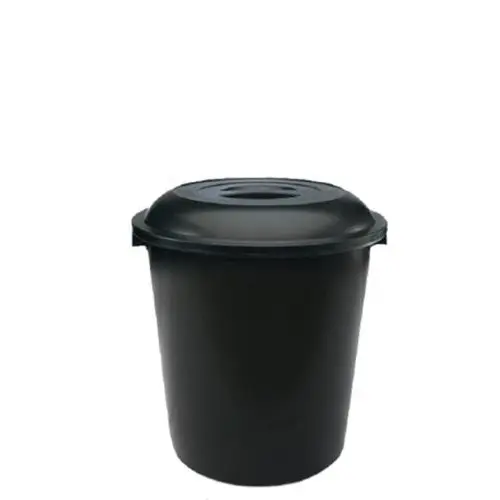 Cesto Fechado Preto C/ Tampa Preta 27 Lts