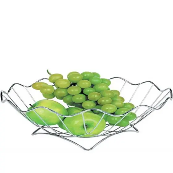 Fruteira Copacabana Mesa Cromada Ideal para Organizar Frutas e Decoração na Cozinha Sala de Jantar