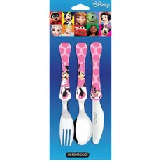 Jogo de Talheres Infantil Minnie 3 Peças Original Disney Para Crianças Refeições Divertidas