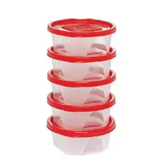 Kit 5 Potes Plástico Redondos 210ml com Tampa Organizadora Para Armazenamento e Organização