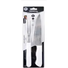 KIT C/ 2 PÇS P/ CHURRASCO - FACA 7" + GARFO 5"